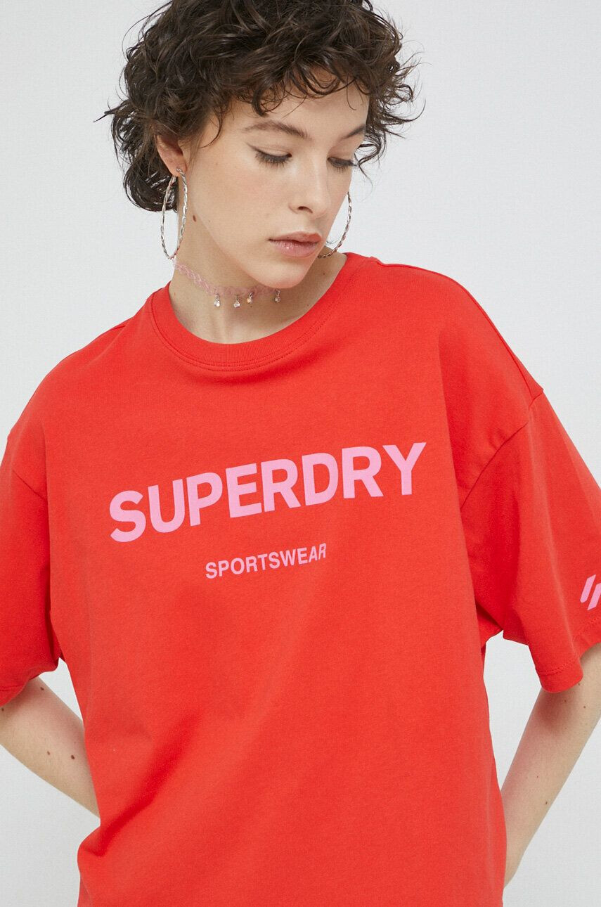 Superdry tricou din bumbac culoarea rosu - Pled.ro