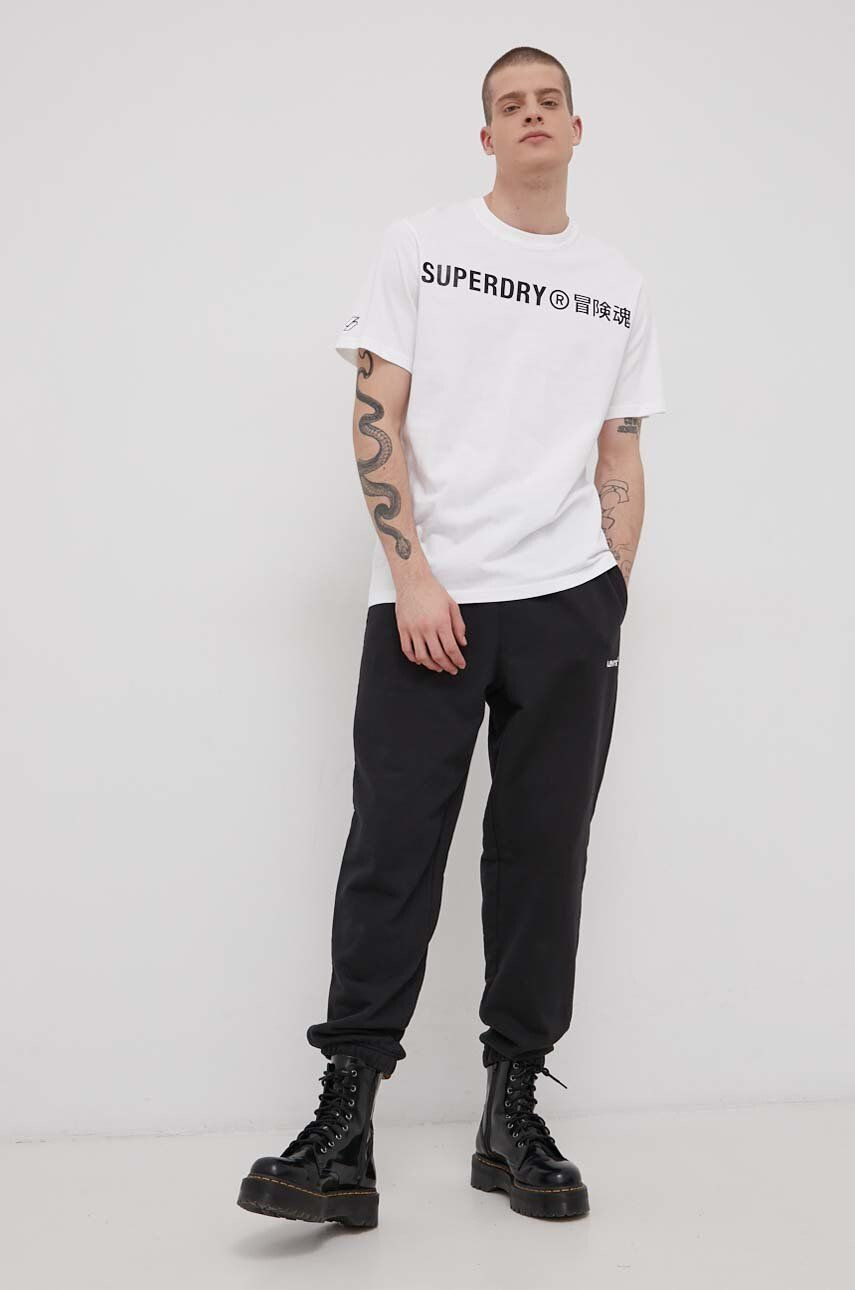 Superdry tricou din bumbac culoarea albastru marin - Pled.ro