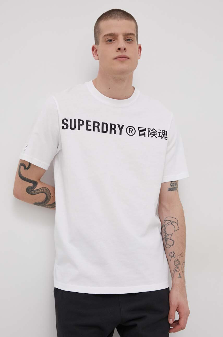 Superdry tricou din bumbac culoarea albastru marin - Pled.ro