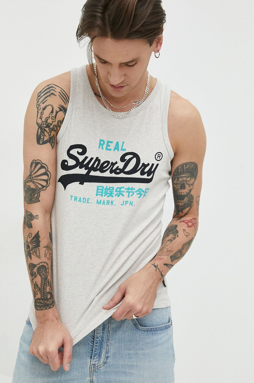 Superdry tricou din bumbac culoarea gri - Pled.ro