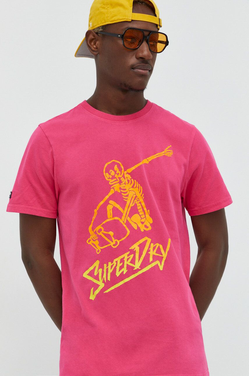 Superdry tricou din bumbac culoarea alb - Pled.ro