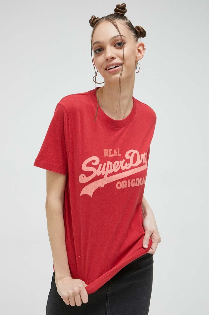 Superdry tricou din bumbac culoarea rosu - Pled.ro