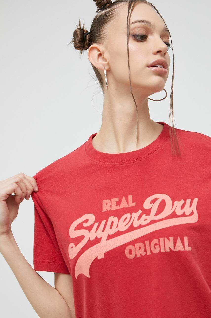 Superdry tricou din bumbac culoarea rosu - Pled.ro