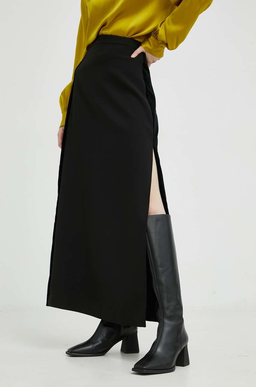 The Kooples fusta culoarea negru maxi drept - Pled.ro