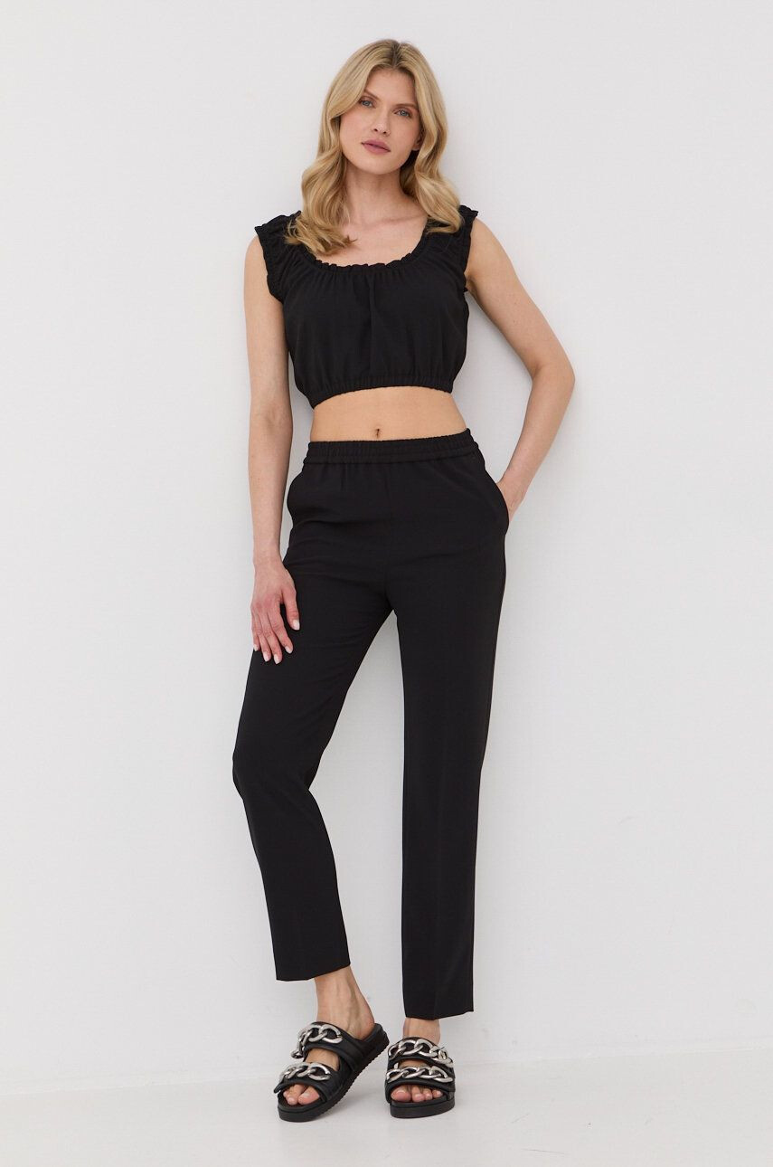 The Kooples pantaloni femei culoarea negru lat high waist - Pled.ro