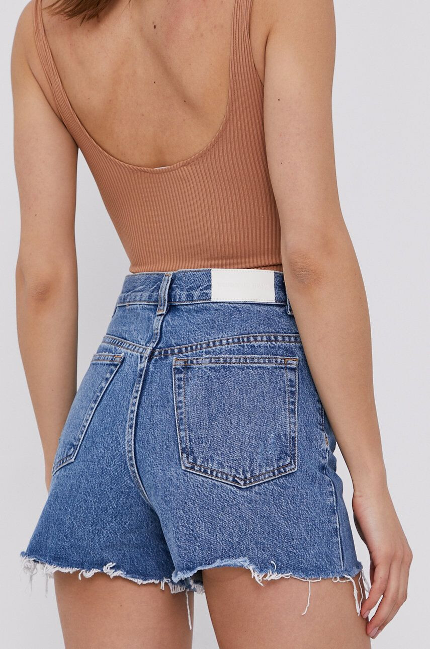 The Kooples Pantaloni scurți jeans femei material neted high waist - Pled.ro