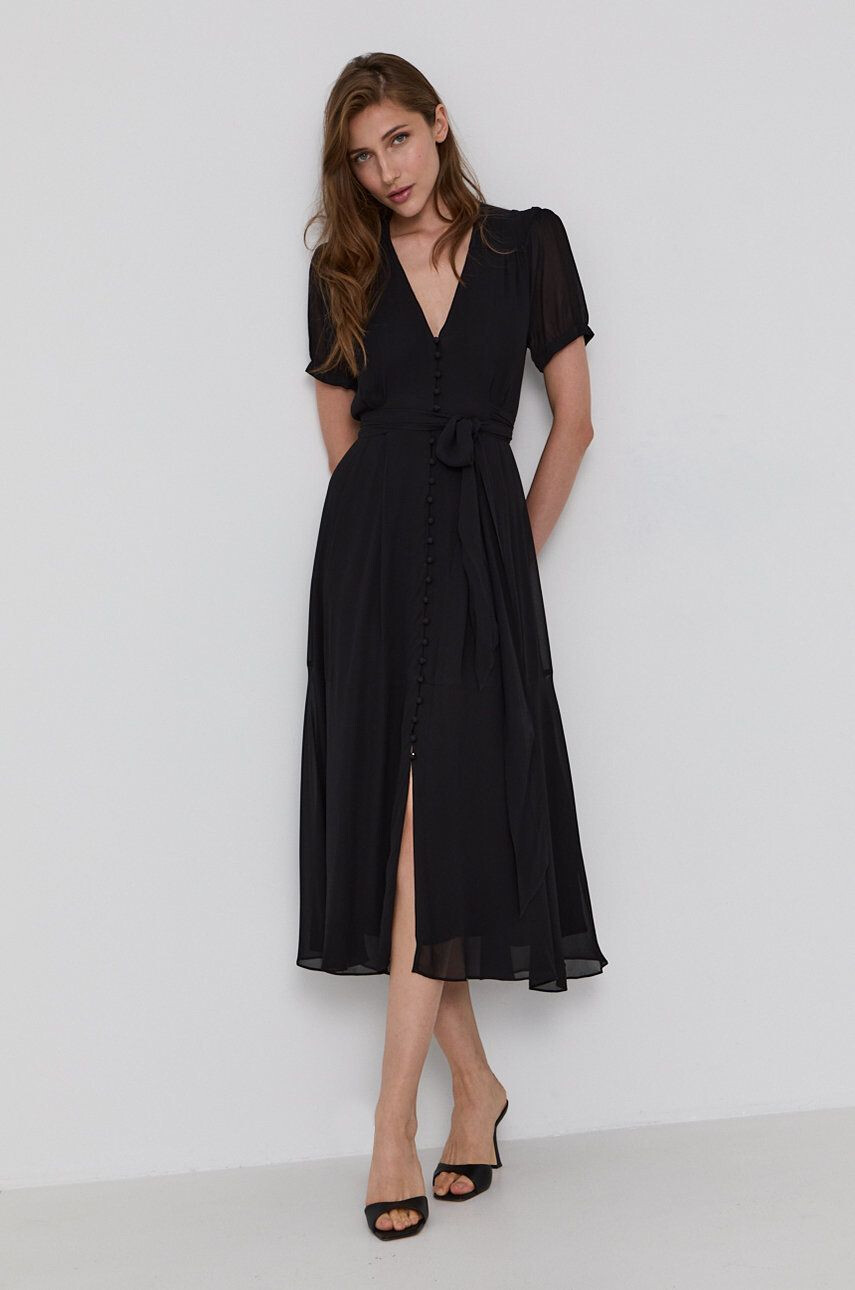 The Kooples Rochie culoarea negru midi model drept - Pled.ro