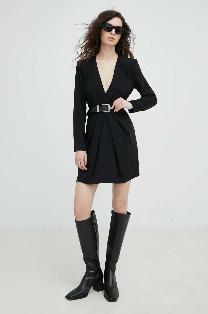 The Kooples rochie culoarea negru mini drept - Pled.ro