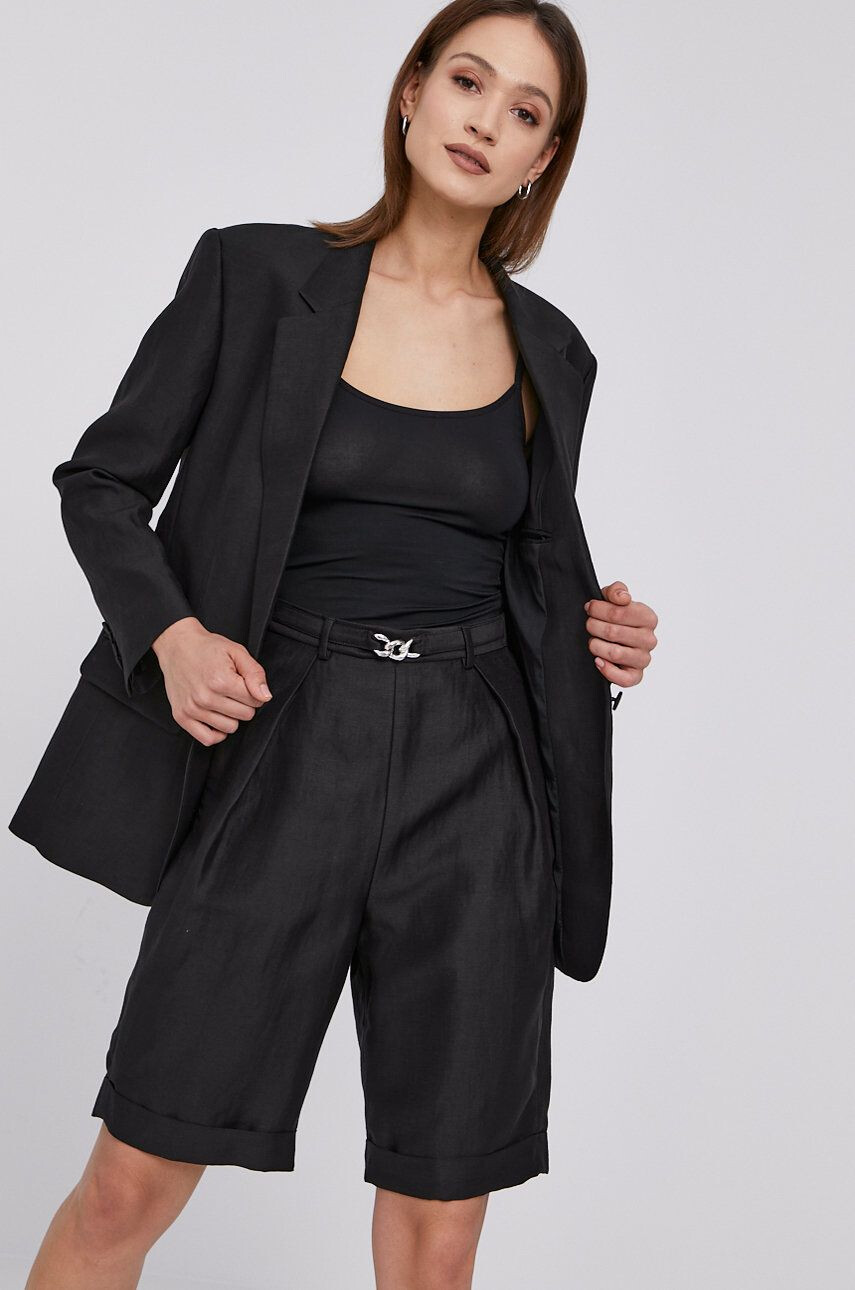 The Kooples Sacou culoarea negru un singur rand de nasturi material neted - Pled.ro