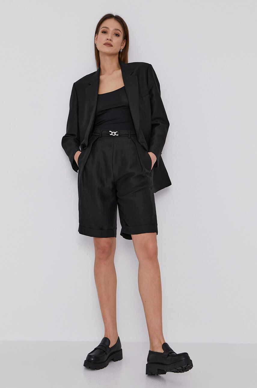 The Kooples Sacou culoarea negru un singur rand de nasturi material neted - Pled.ro