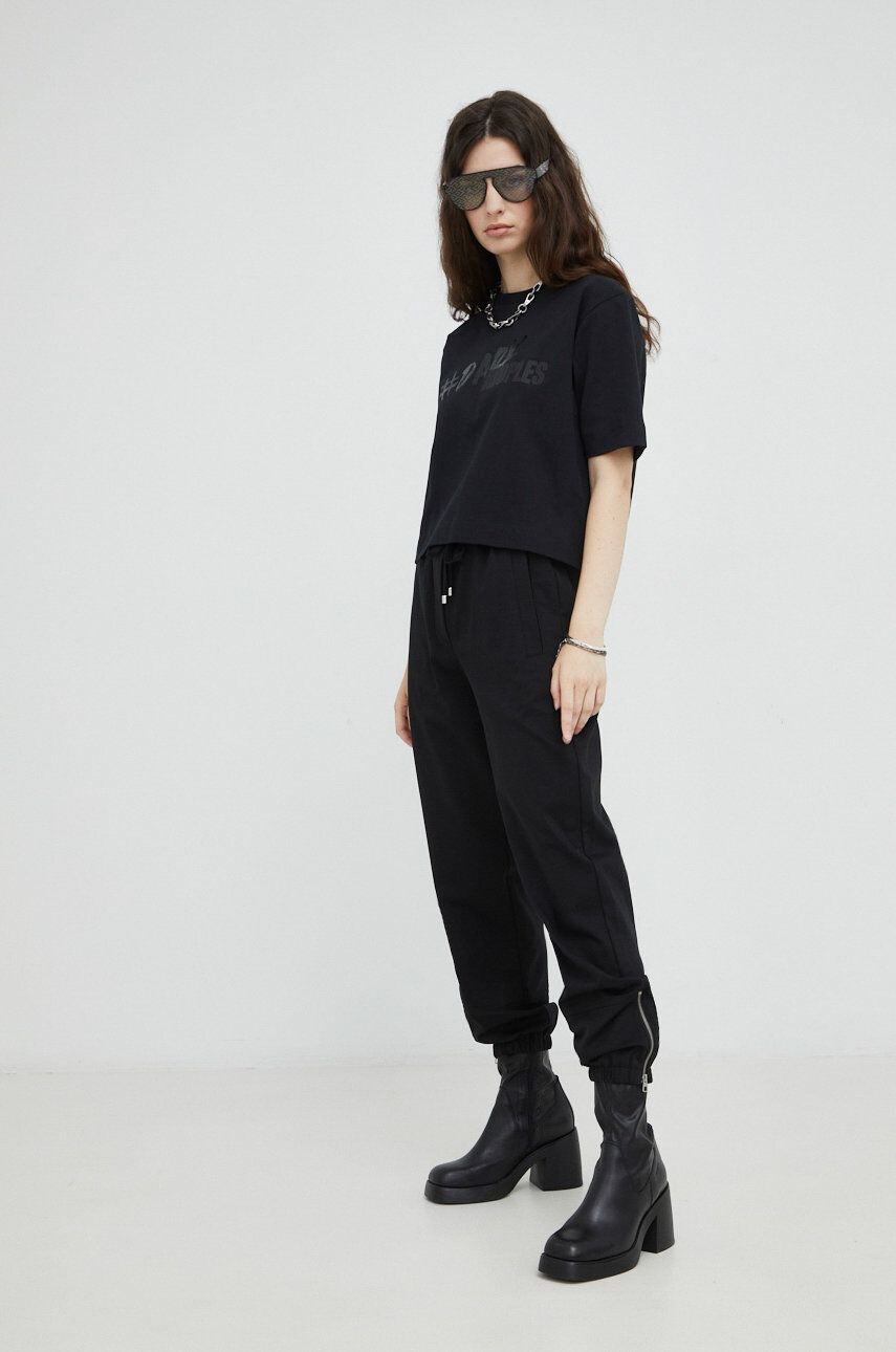 The Kooples tricou din bumbac culoarea negru - Pled.ro