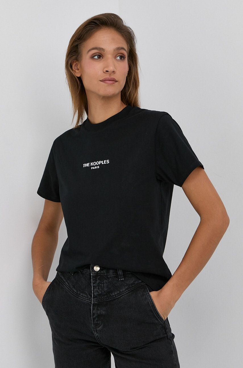 The Kooples Tricou din bumbac culoarea negru - Pled.ro