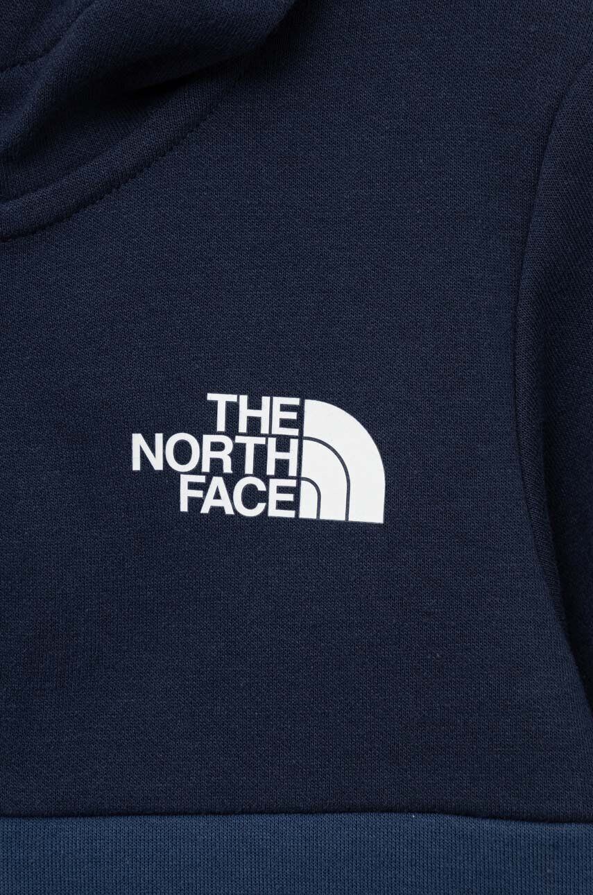 The North Face bluza copii culoarea albastru marin cu glugă cu imprimeu - Pled.ro