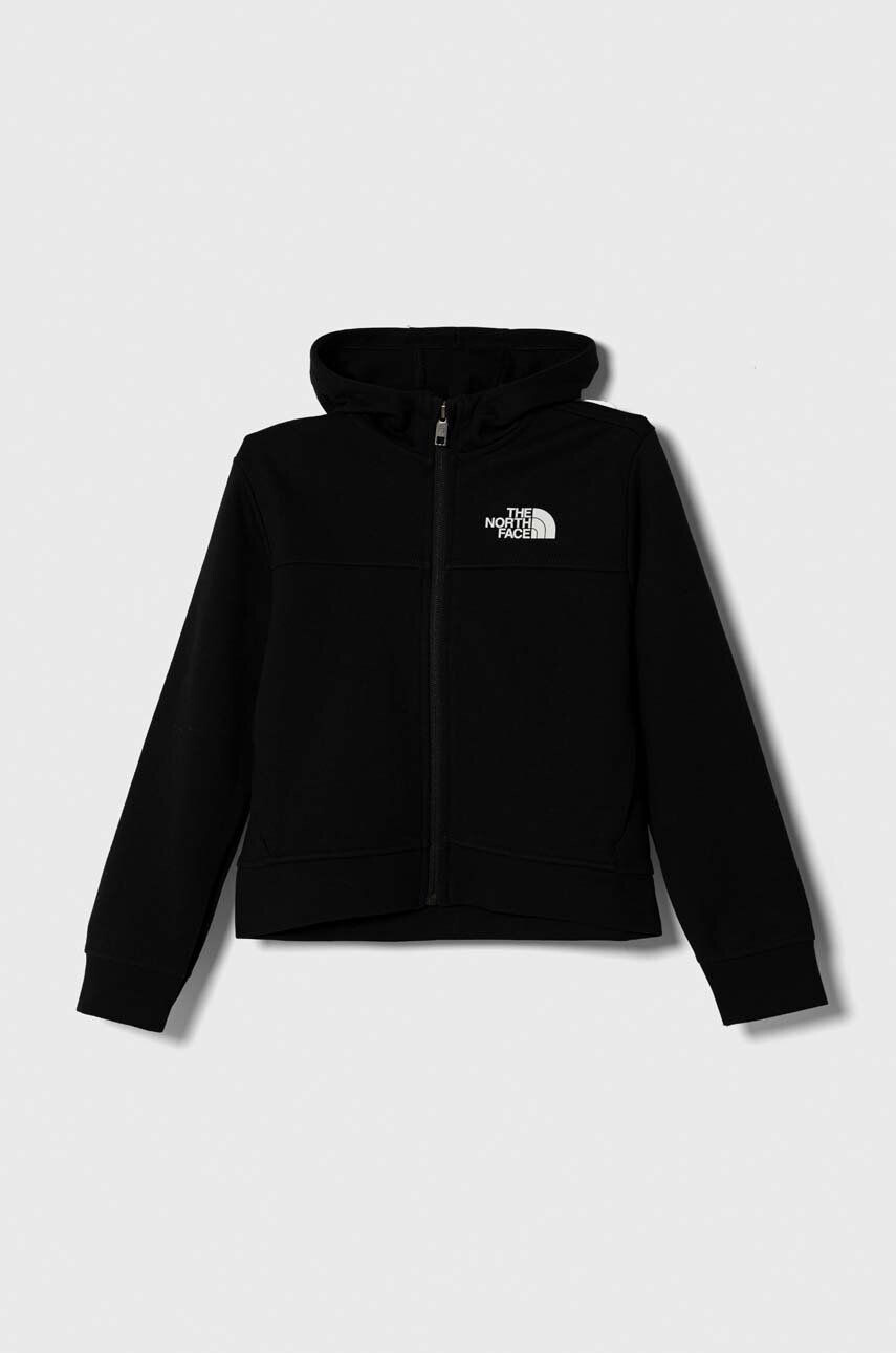 The North Face bluza copii B TNF TECH F/Z HOODIE culoarea negru cu glugă neted - Pled.ro