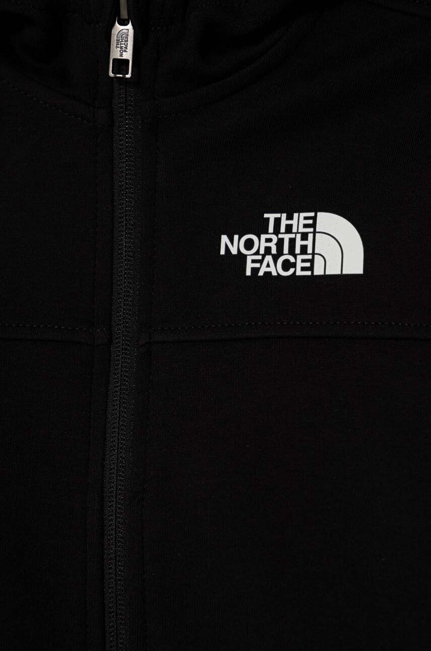 The North Face bluza copii B TNF TECH F/Z HOODIE culoarea negru cu glugă neted - Pled.ro