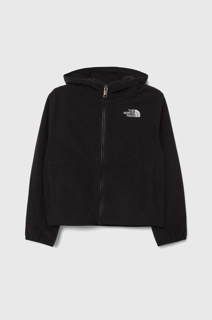 The North Face bluza copii GLACIER F/Z HOODED JACKET culoarea negru cu glugă neted - Pled.ro