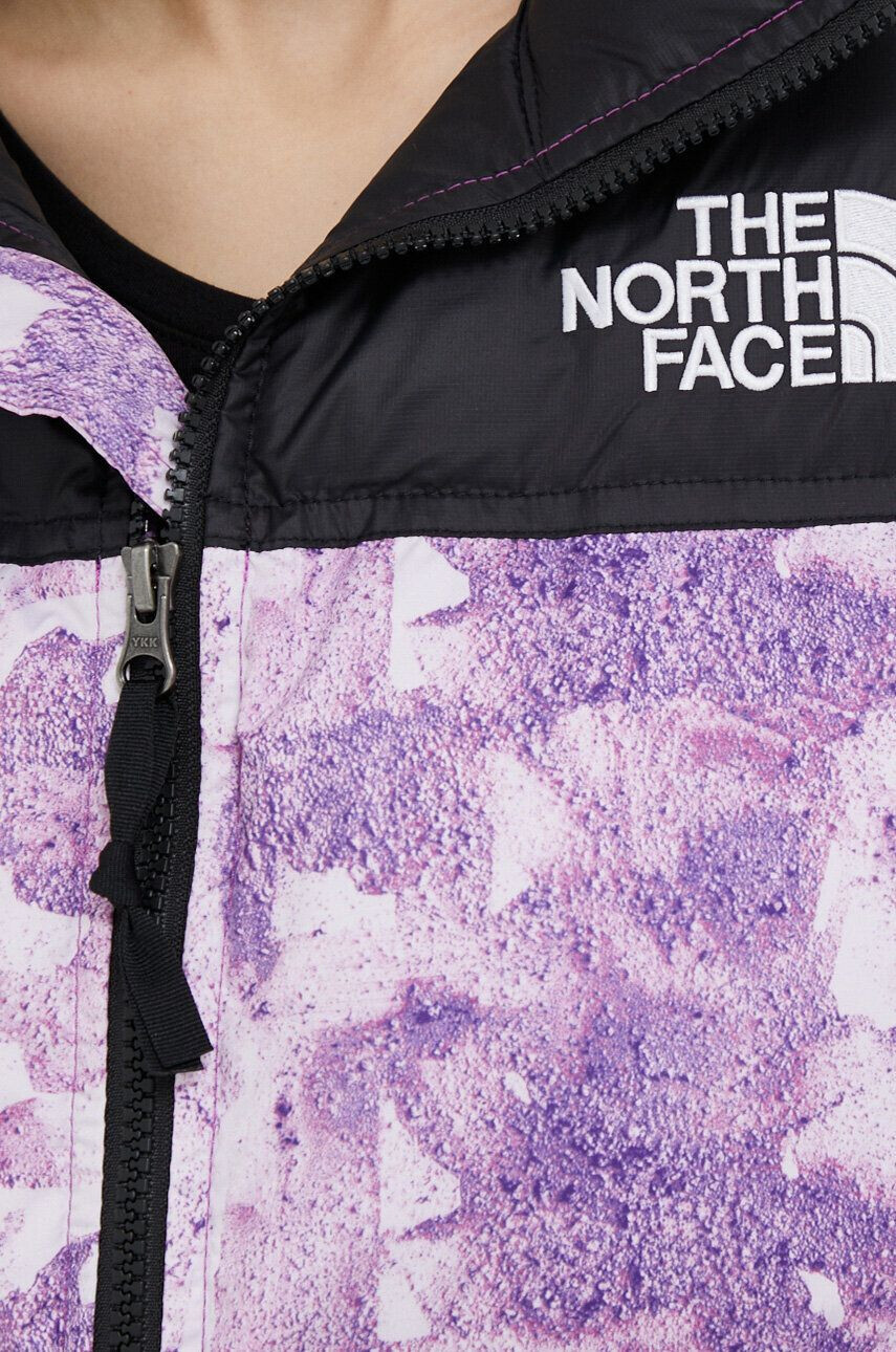 The North Face geaca de puf NUPTSE SHORT JACKET femei culoarea violet de iarna - Pled.ro