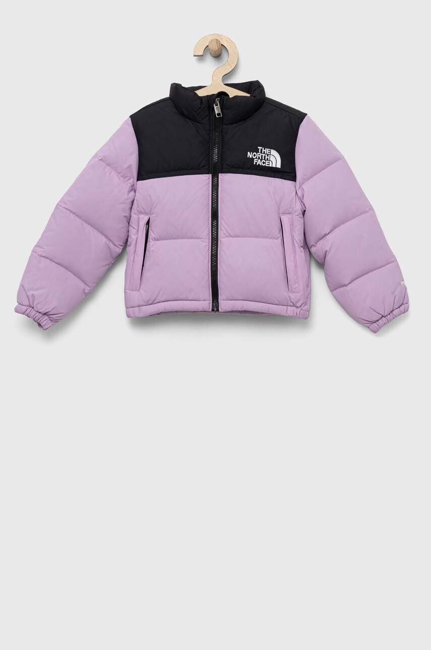 The North Face geaca de puf pentru copii culoarea violet - Pled.ro