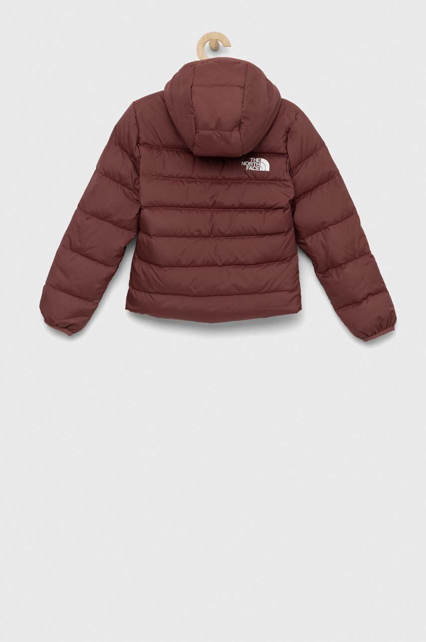 The North Face geaca de puf pentru copii REVERSIBLE NORTH DOWN HOODED JACKET culoarea bordo - Pled.ro