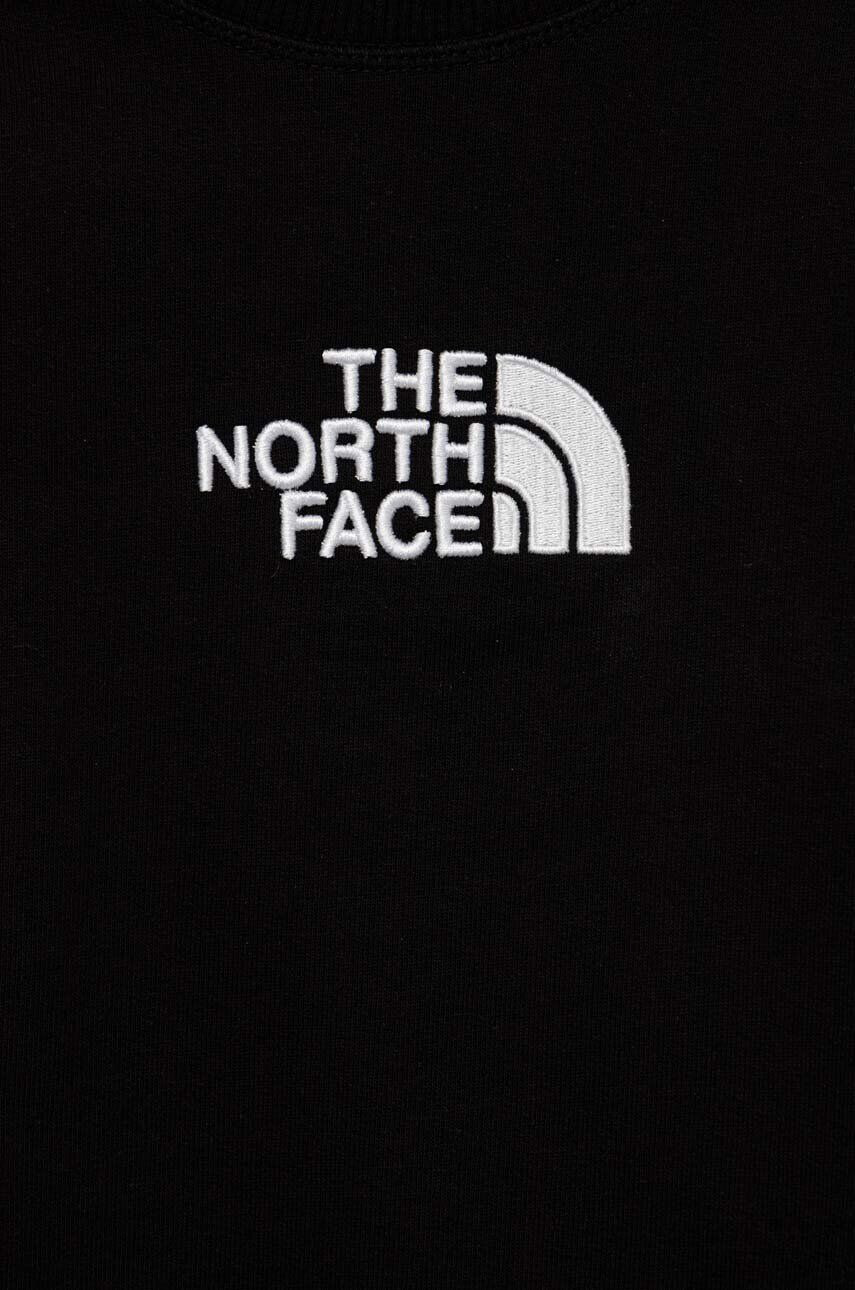 The North Face hanorac de bumbac pentru copii culoarea gri cu glugă cu imprimeu - Pled.ro