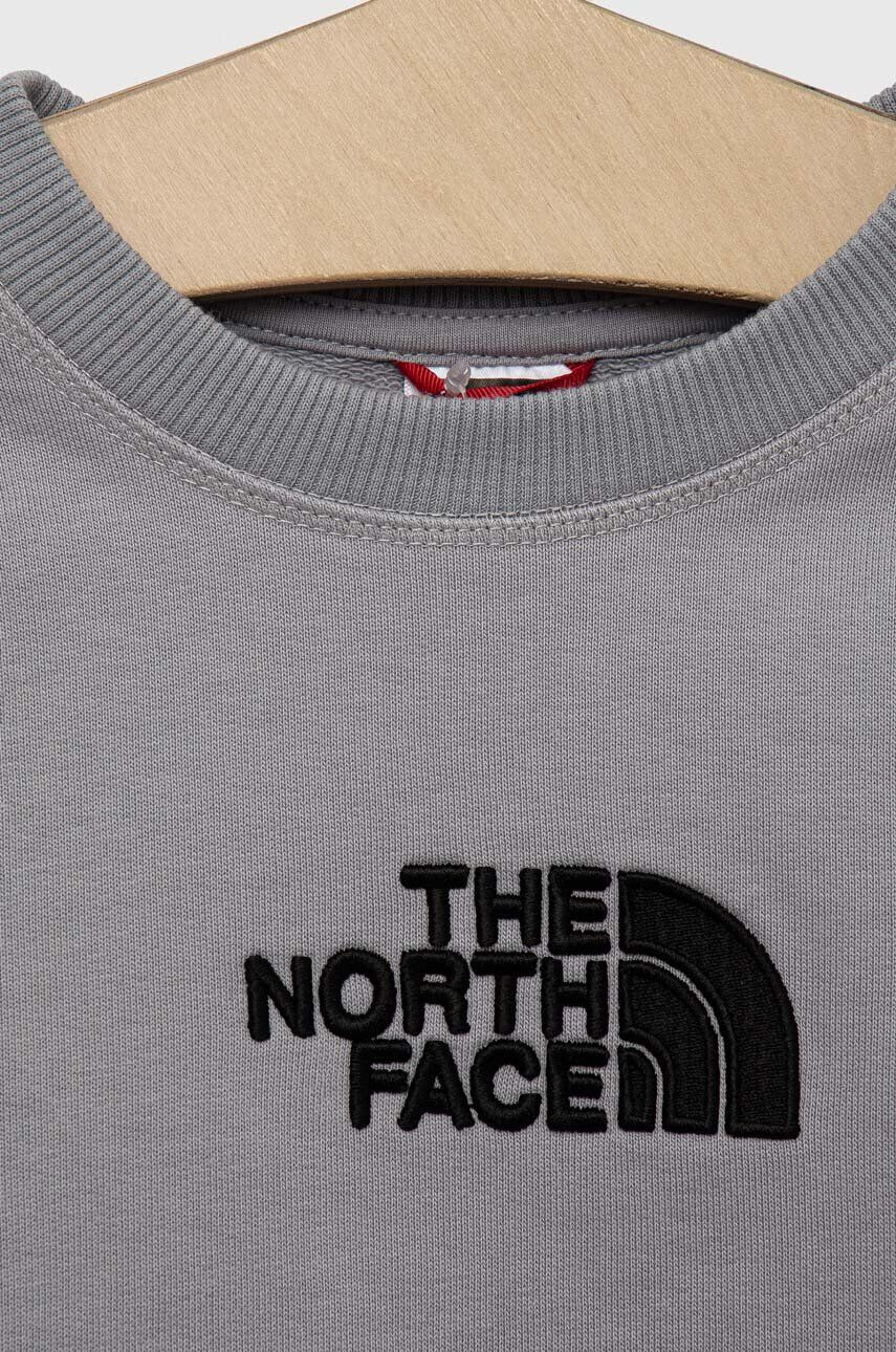 The North Face hanorac de bumbac pentru copii culoarea gri cu imprimeu - Pled.ro