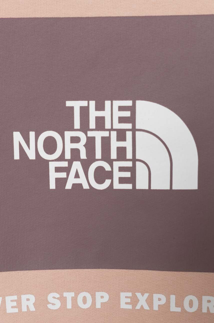 The North Face hanorac de bumbac pentru copii REDBOX CREW culoarea roz cu imprimeu - Pled.ro