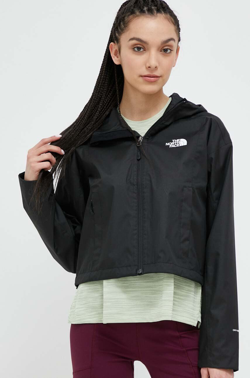 The North Face jacheta de exterior Cropped Quest culoarea negru de tranzitie oversize - Pled.ro