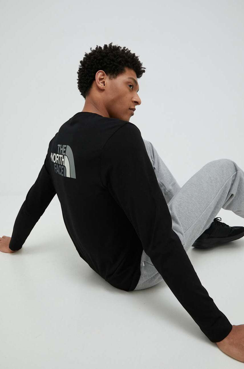 The North Face Longsleeve bărbați culoarea negru cu imprimeu - Pled.ro