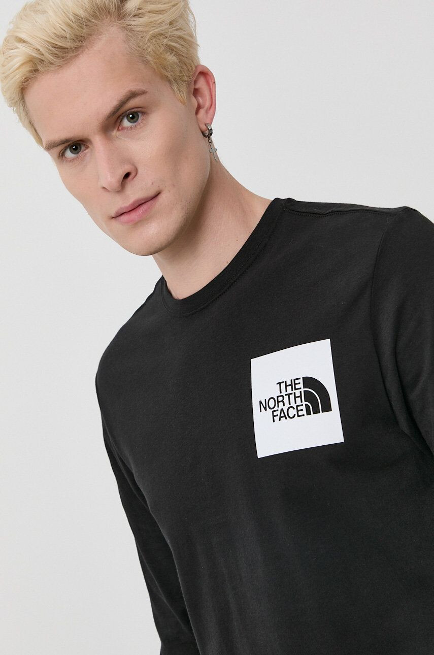 The North Face Longsleeve din bumbac culoarea negru material neted NF0A37FTJK31-JK31 - Pled.ro