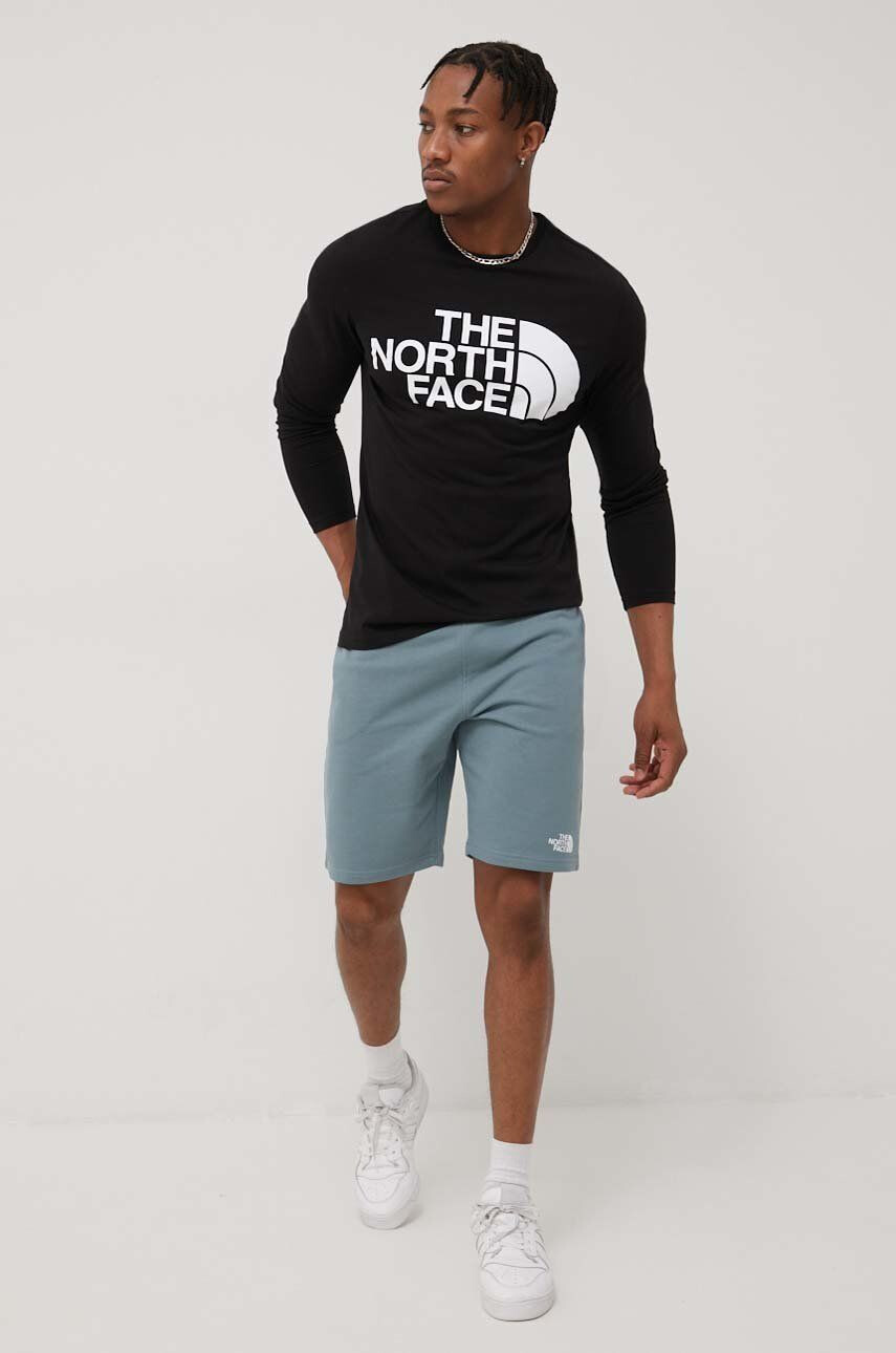 The North Face longsleeve din bumbac culoarea negru cu imprimeu - Pled.ro