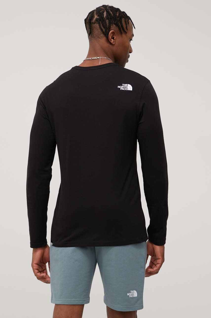 The North Face longsleeve din bumbac culoarea negru cu imprimeu - Pled.ro