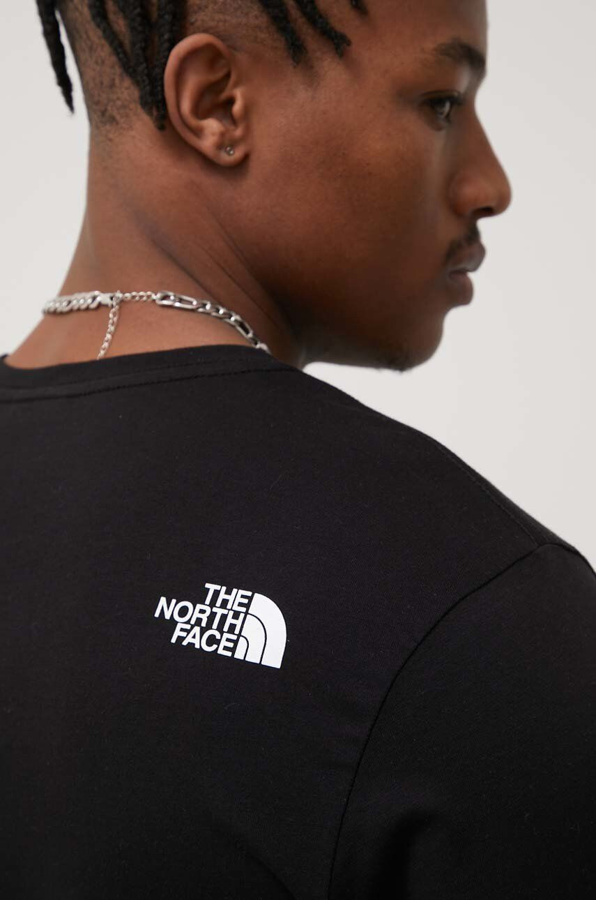 The North Face longsleeve din bumbac culoarea negru cu imprimeu - Pled.ro