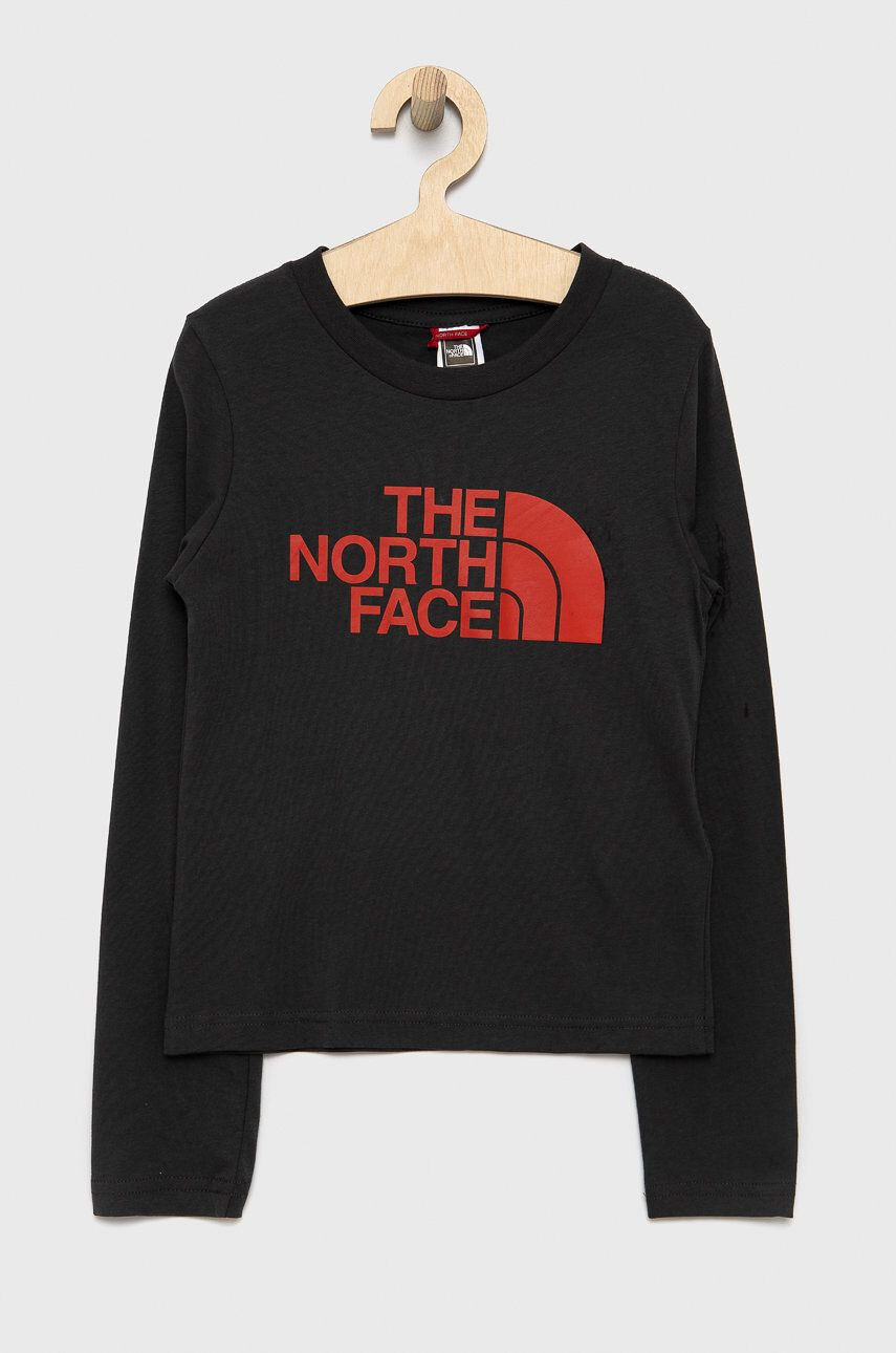 The North Face longsleeve din bumbac pentru copii culoarea alb cu imprimeu - Pled.ro