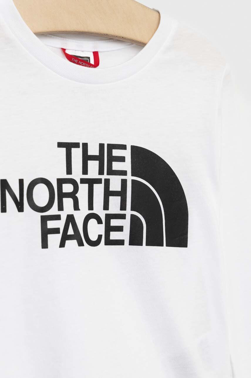 The North Face longsleeve din bumbac pentru copii culoarea alb cu imprimeu - Pled.ro