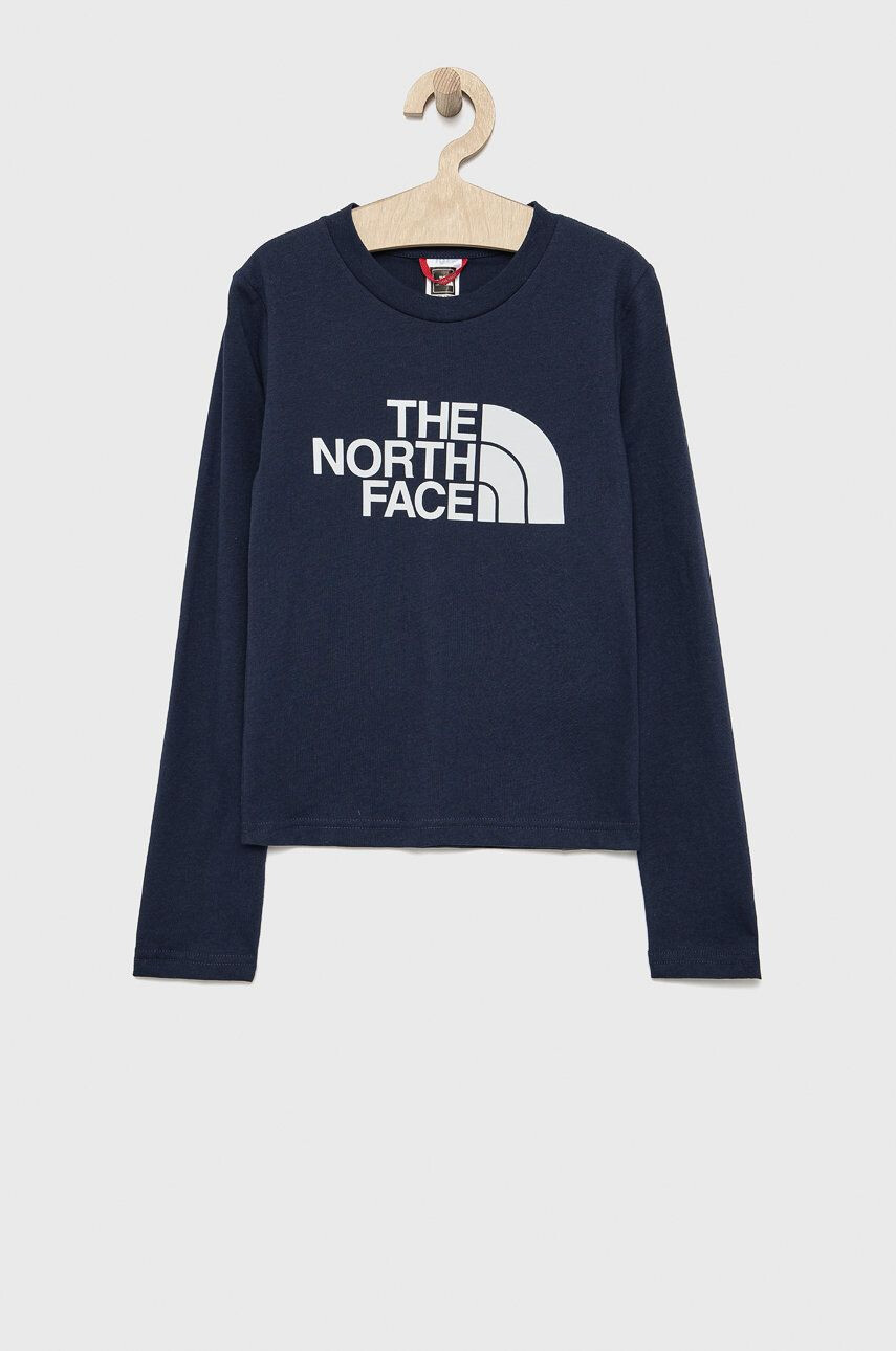 The North Face Longsleeve din bumbac pentru copii culoarea albastru marin cu imprimeu - Pled.ro