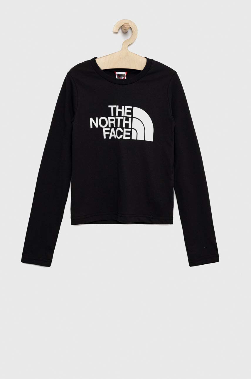 The North Face longsleeve din bumbac pentru copii culoarea negru cu imprimeu - Pled.ro