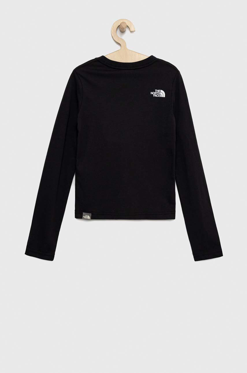 The North Face longsleeve din bumbac pentru copii culoarea negru cu imprimeu - Pled.ro