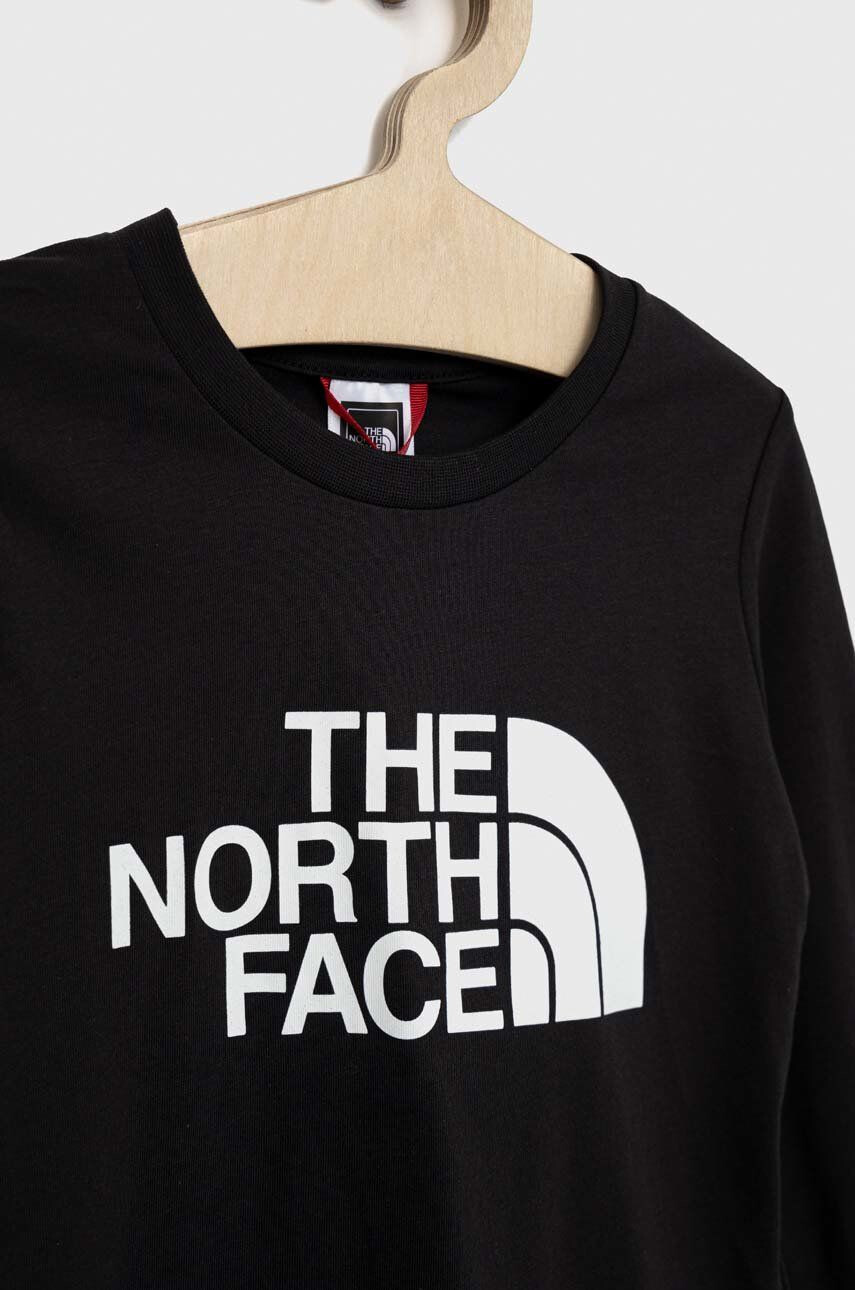 The North Face longsleeve din bumbac pentru copii culoarea negru cu imprimeu - Pled.ro