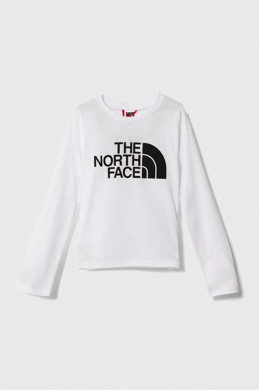 The North Face longsleeve din bumbac pentru copii L/S EASY TEE culoarea alb cu imprimeu - Pled.ro