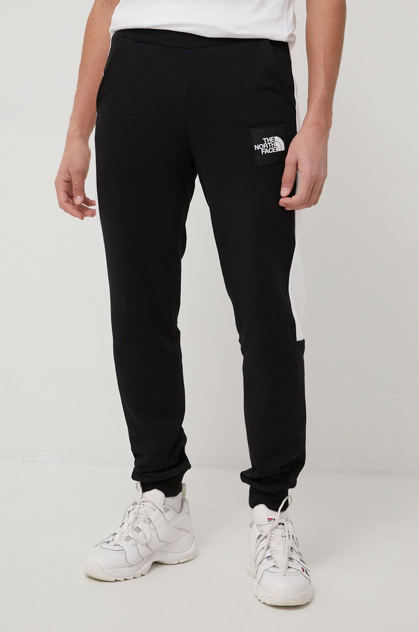 The North Face pantaloni de bumbac barbati culoarea negru cu imprimeu - Pled.ro