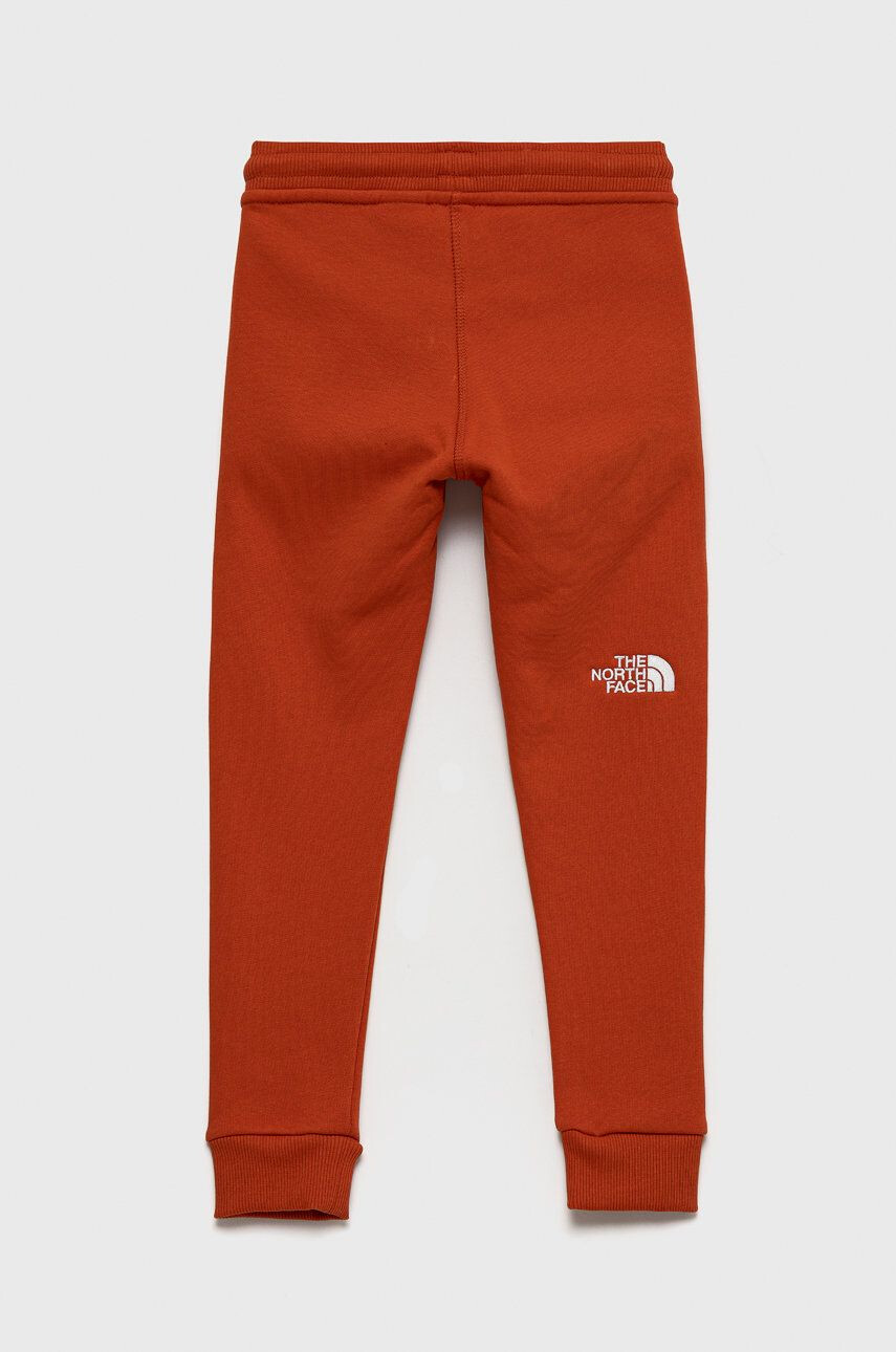 The North Face Pantaloni de bumbac pentru copii culoarea portocaliu cu imprimeu - Pled.ro