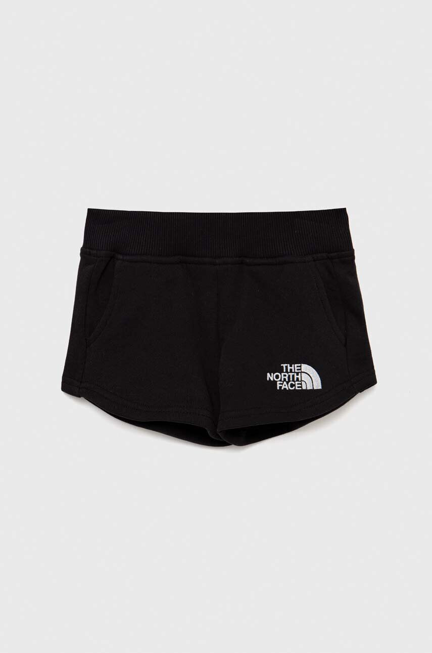 The North Face pantaloni scurți din bumbac pentru copii culoarea negru cu imprimeu - Pled.ro