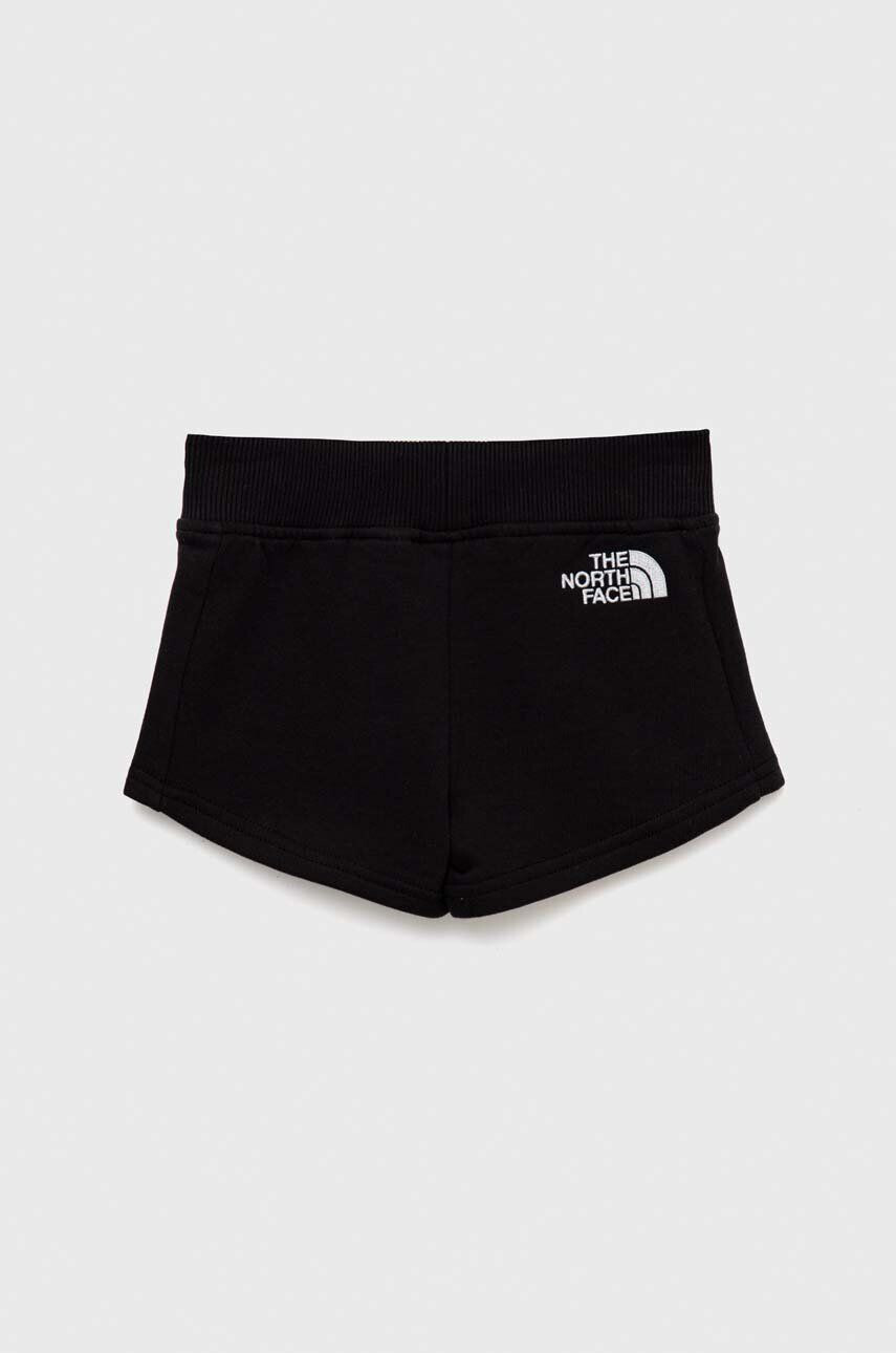 The North Face pantaloni scurți din bumbac pentru copii culoarea negru cu imprimeu - Pled.ro