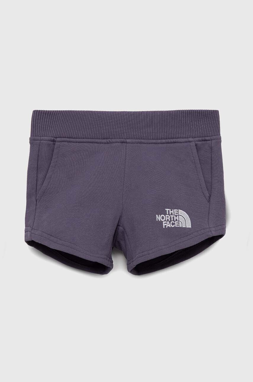 The North Face pantaloni scurți din bumbac pentru copii culoarea violet cu imprimeu - Pled.ro