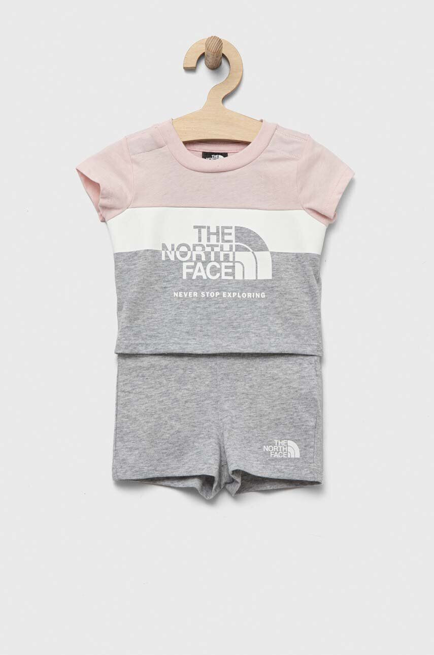 The North Face set de bumbac pentru bebelusi culoarea gri - Pled.ro