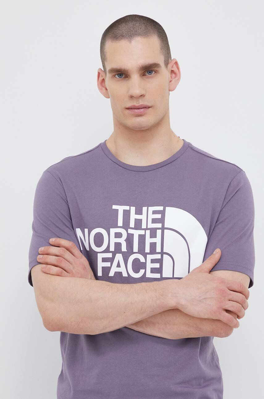 The North Face tricou barbati culoarea violet cu imprimeu - Pled.ro