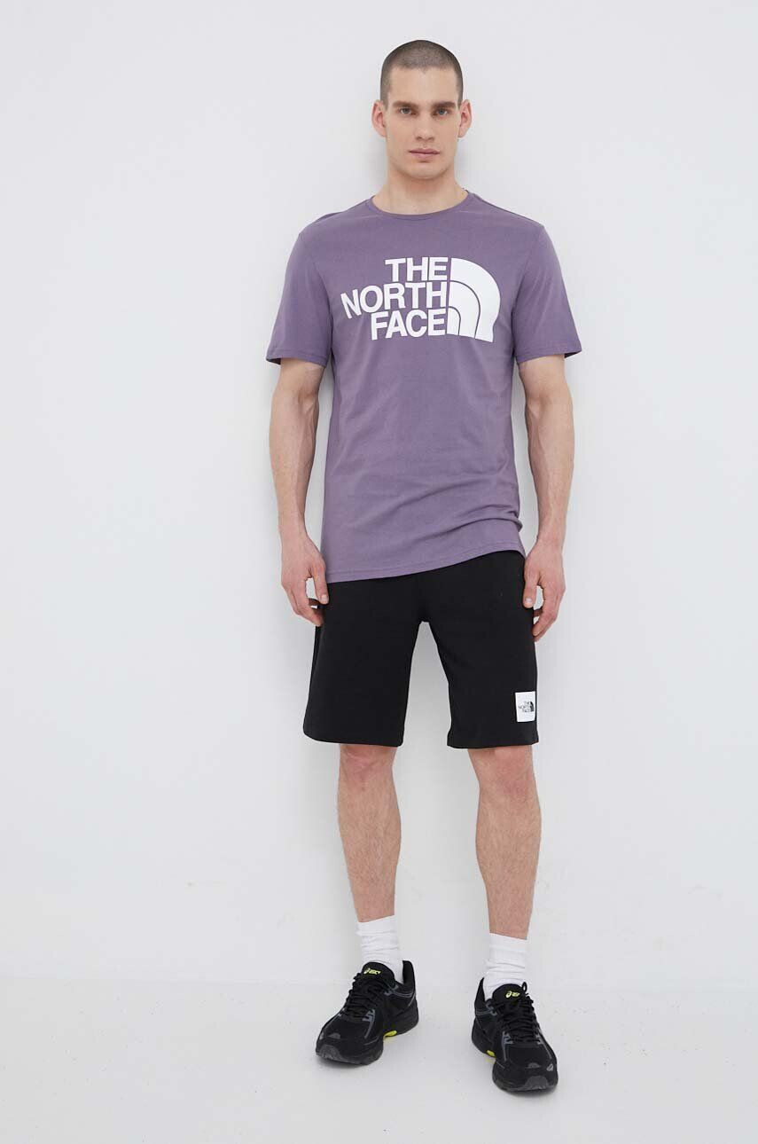 The North Face tricou barbati culoarea violet cu imprimeu - Pled.ro