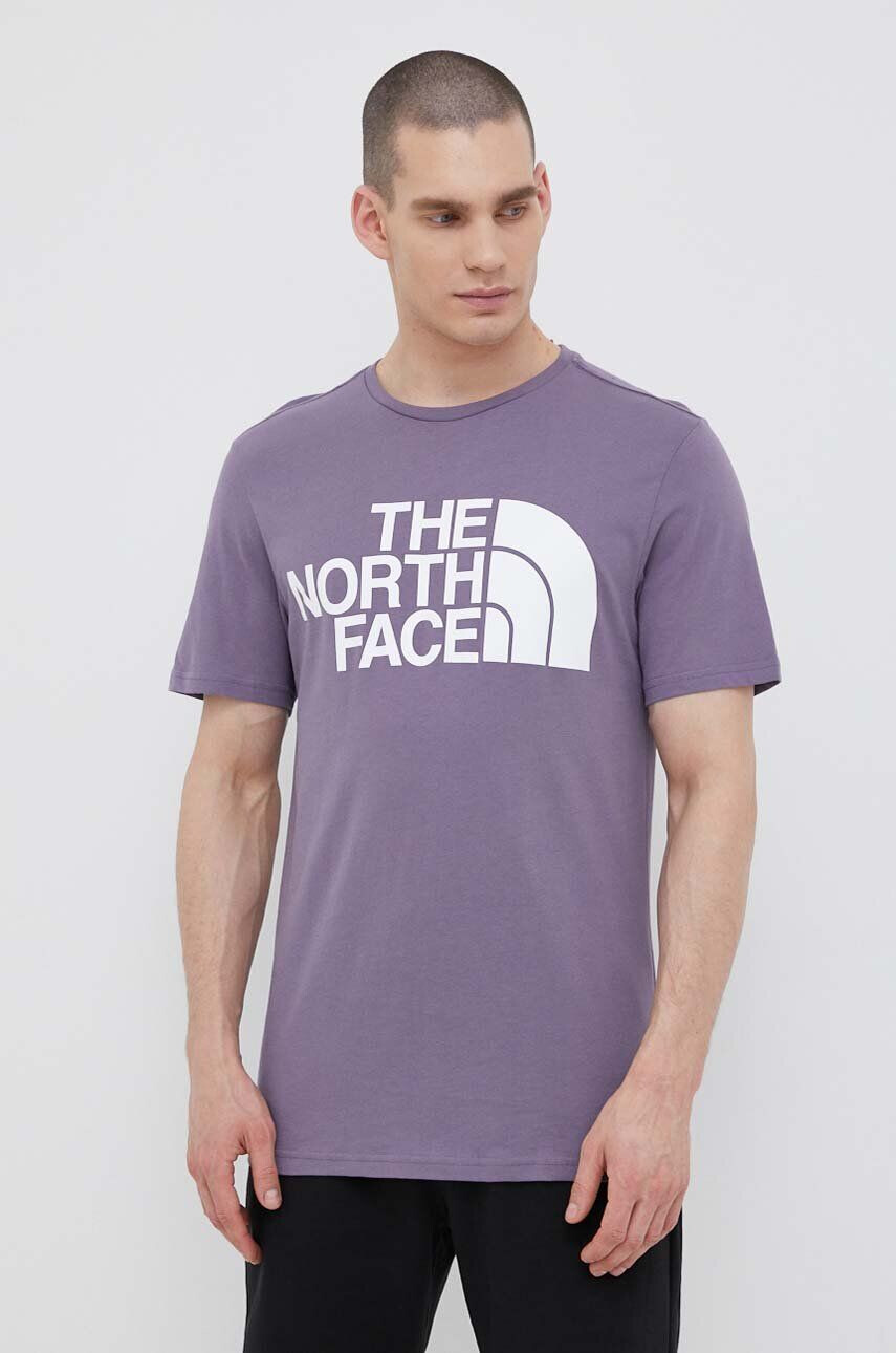 The North Face tricou barbati culoarea violet cu imprimeu - Pled.ro