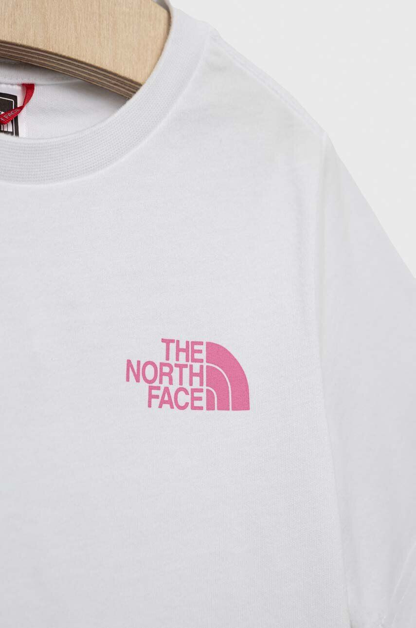 The North Face tricou de bumbac pentru copii culoarea alb cu imprimeu - Pled.ro