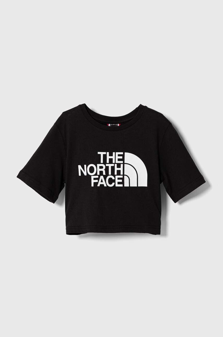 The North Face tricou de bumbac pentru copii G S/S CROP EASY TEE culoarea negru - Pled.ro